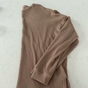American Eagle Outfitters Taupe Waffle Knit Top